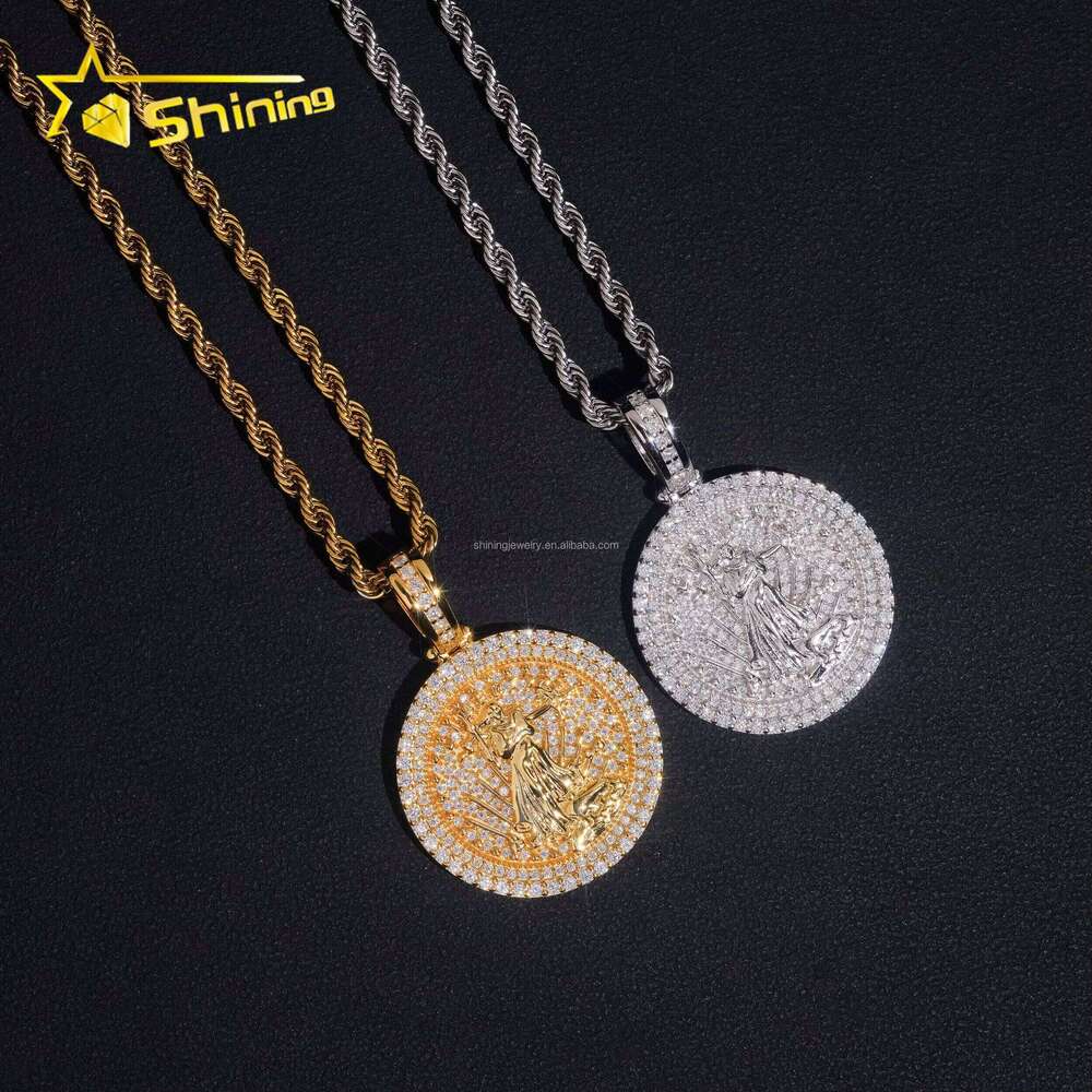 Pass Tester Wholesale Jewelry Hip Hop Iced Out Religious VVS1 Moissanite Dia S Sier Round Jesus Pendant
