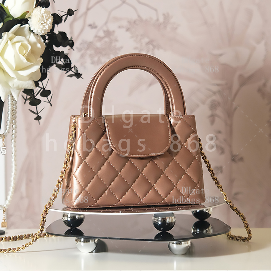 10A Top quality Designer Bag Mini Shopping Bag Premium Calfskin Chain Clutch Purse 19cm & With Box