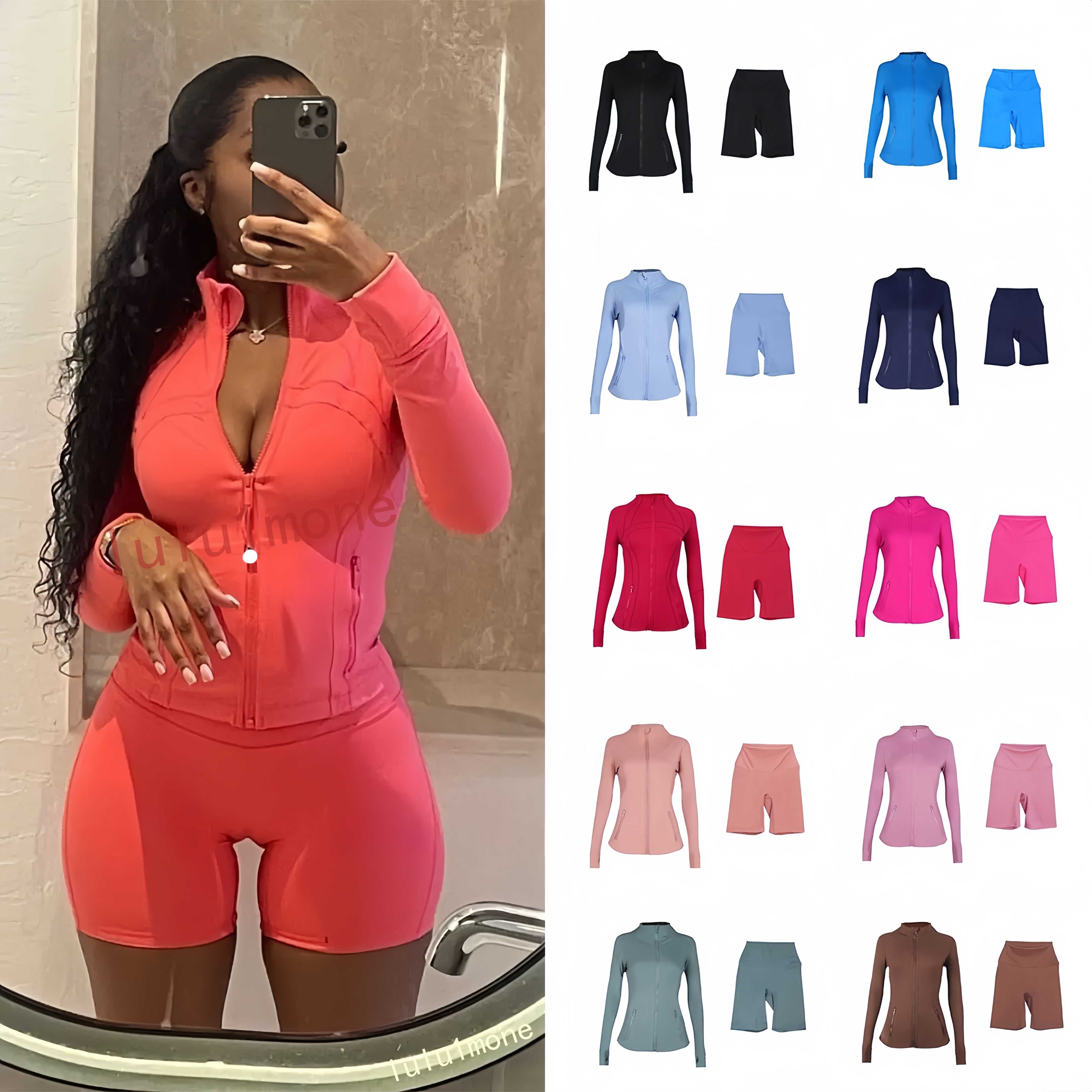 10A Yoga Set Gym Short skirt set Jacket leggings Activewear Yoga Jacket Workout Elastic Waist Fitness Sweatshirt Zip pants df jakets