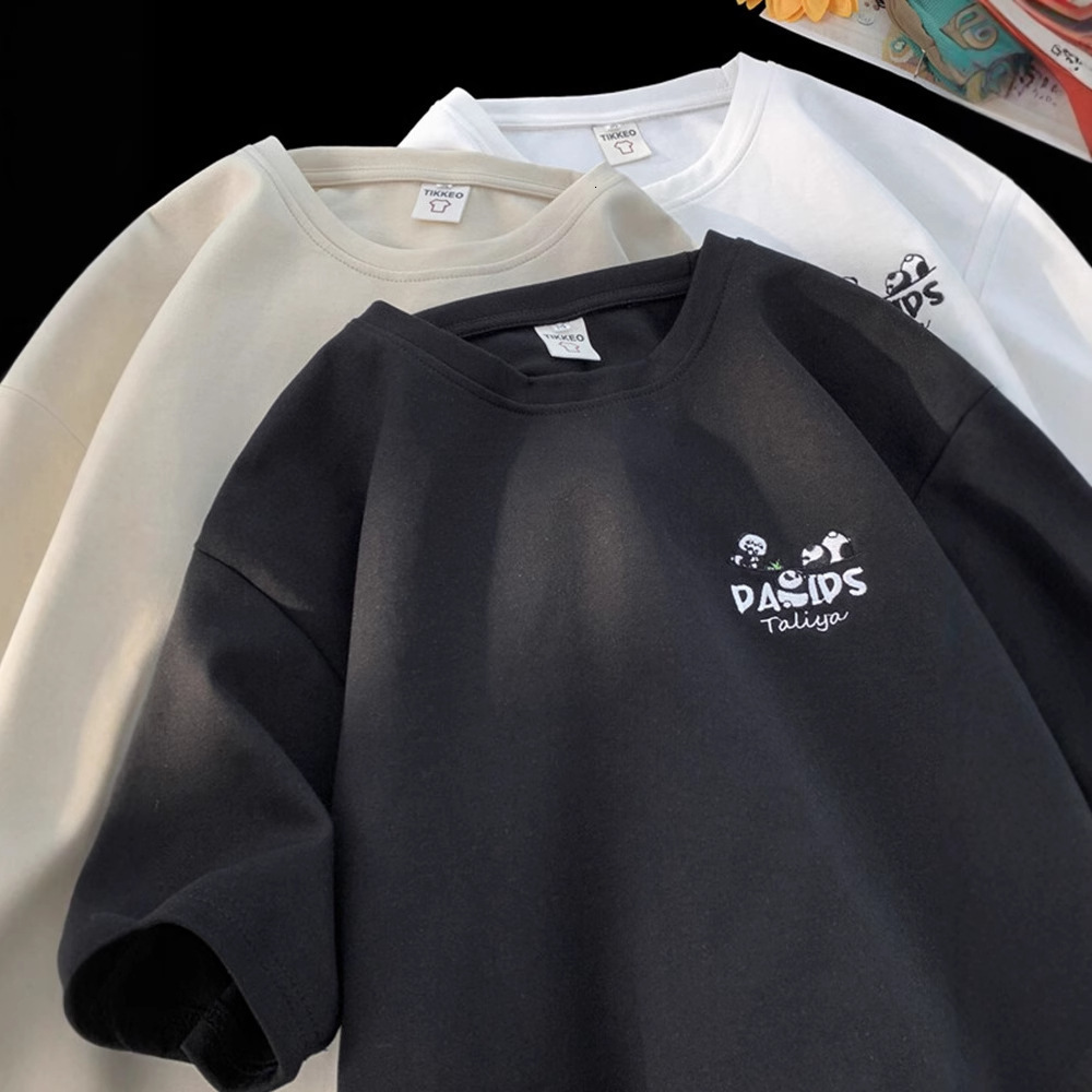 Suede Printed Short Designer Short Sleeves Sleeve T-shirt For Men Summer Trendy Loose Fit Youth Heavyweight Crew Neck Pullover