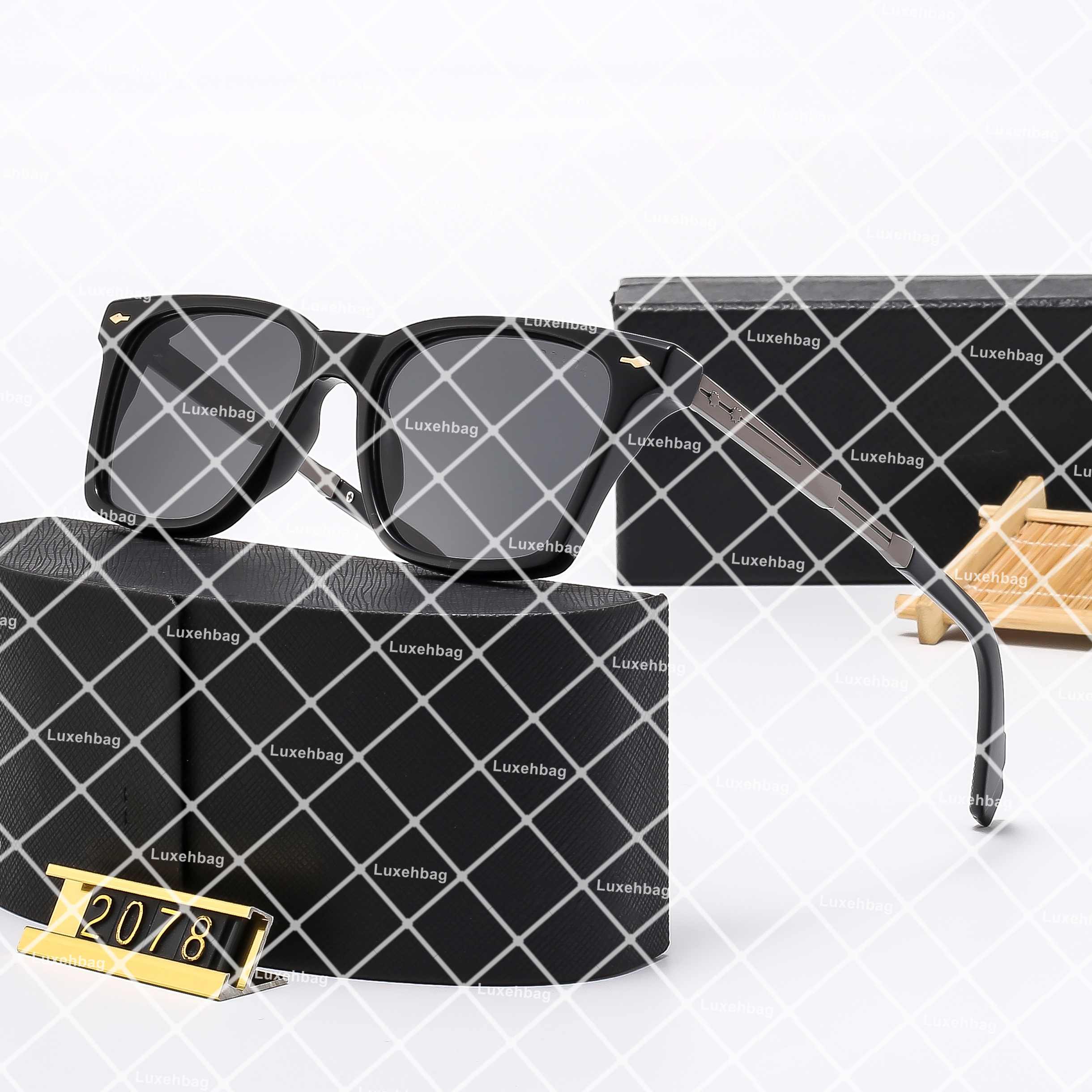 Designer sunglasses for women Square frame checkered warhorse patterned sunglasses men Classic Brand Women Men Sun glass Goggle Eyeglasses Beach Outdoor sunglass