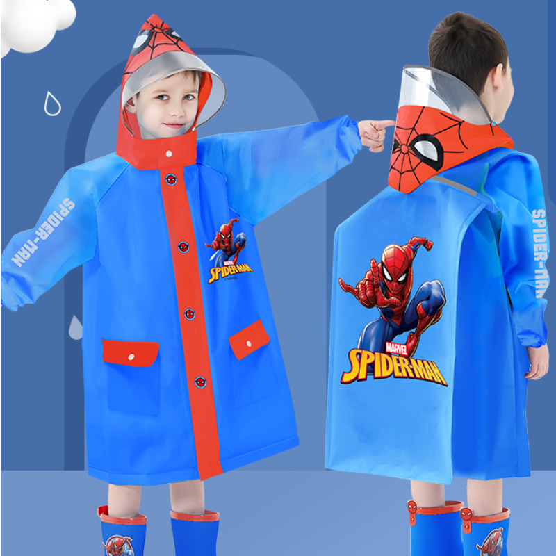 Disney EVA Boys and Girls Universal Children's Raincoat Waterproof Raincoat Backpack Part Integrated Hiking Raincoat with Reflective Strips Rainc