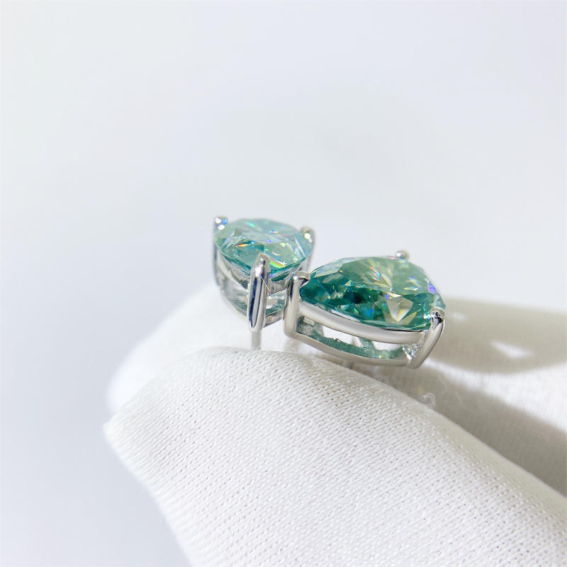 Blue Green VVS Moissanite Diamond Earrings Jewelry Fine Jewelry Earrings Water Drop Moissanite Earrings for Women