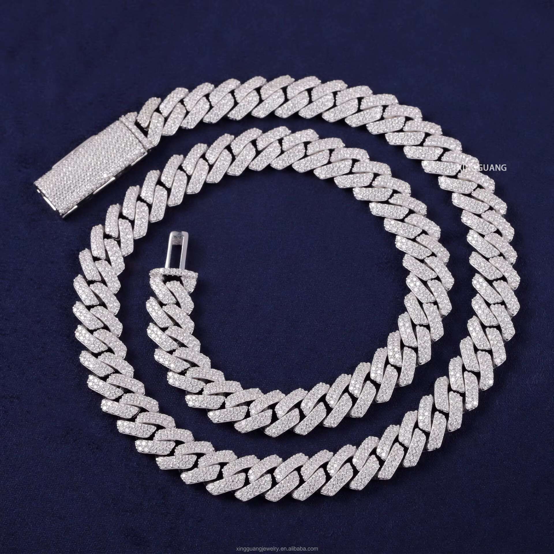 Hot Selling Sterling Silver Moissanite Cuban Chain Necklace with Diamond Tester for Mens Hip-hop Fashion Necklace Accessories