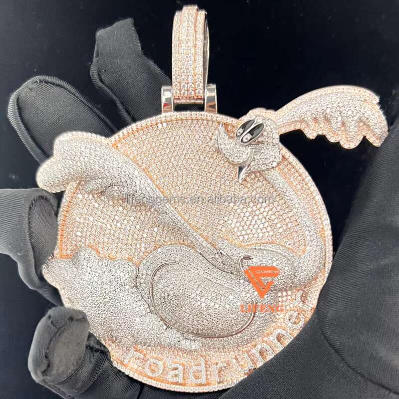 Custom Circle Rose Gold VVS Moissanite Diamond Pendant Cartoon Rord Runner Iced Out Pendant Moissanite Jewelry Men