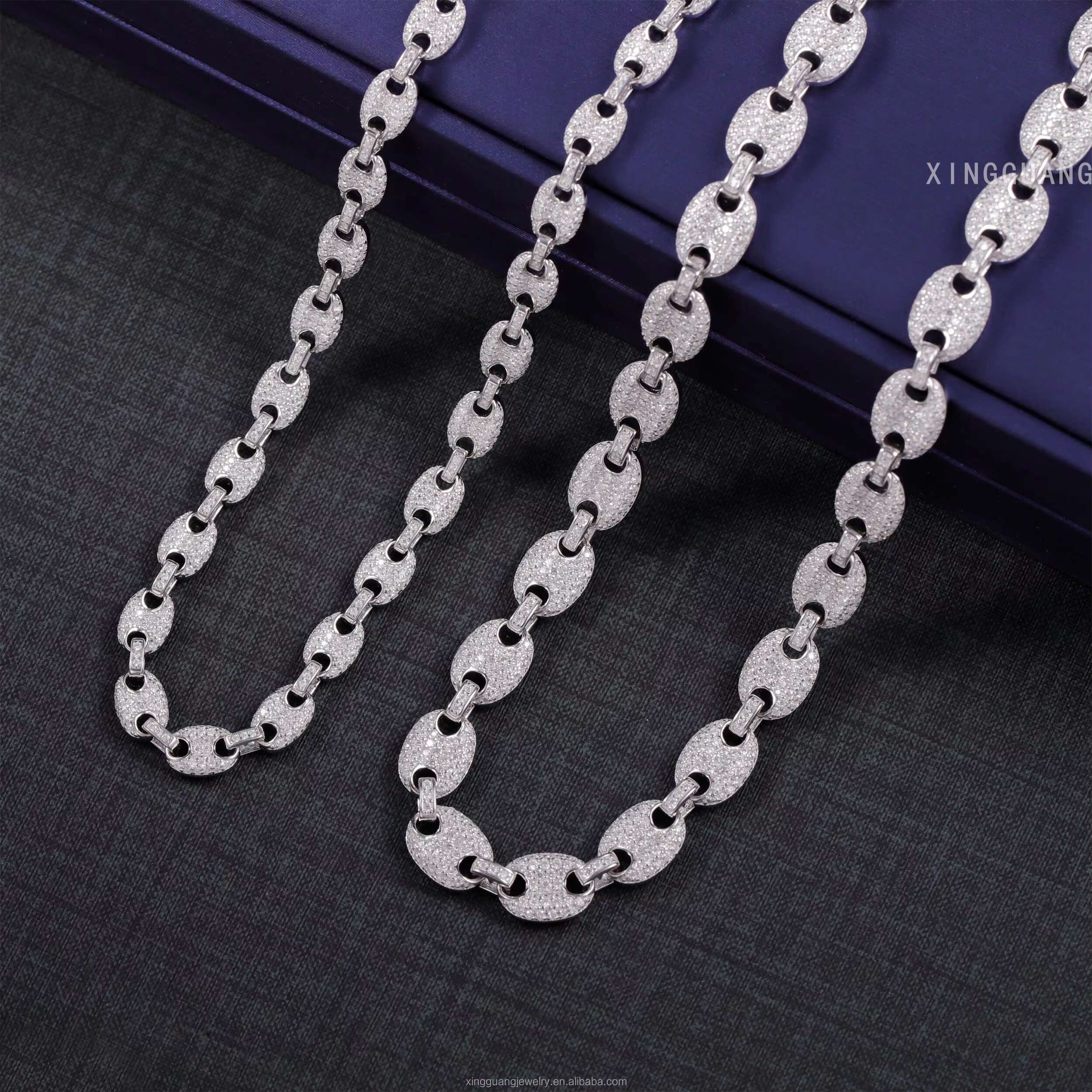 New Style Cuban Chain Hip Hop Jewelry 6mm 8mm Sterling Silver Ice Out Bling Moissanite Diamond 100% Pass Test Cuban Necklace