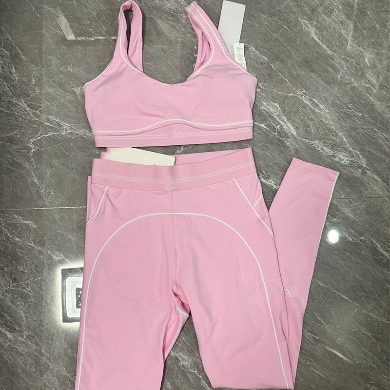 New designer women sports yoga padded vest and leggings set logo letter print candy color tracksuits SMLXL