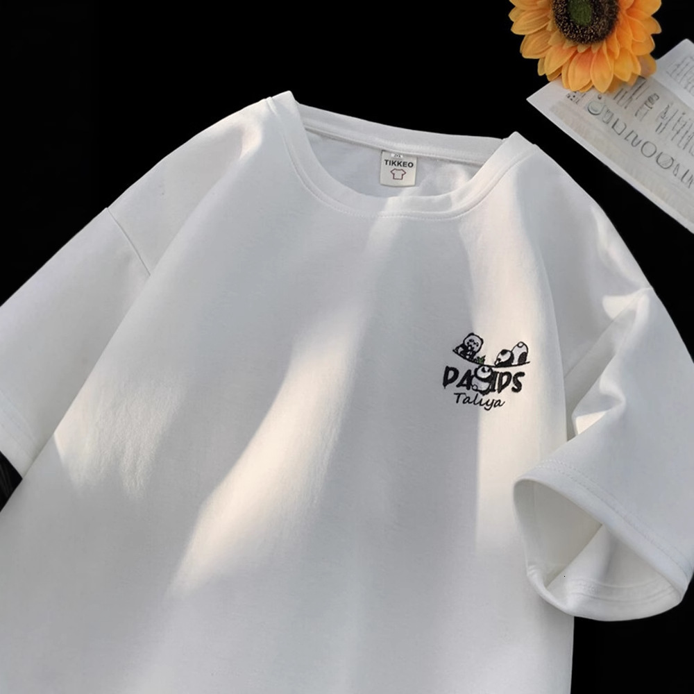 Suede Printed Short Designer Short Sleeves Sleeve T-shirt For Men Summer Trendy Loose Fit Youth Heavyweight Crew Neck Pullover