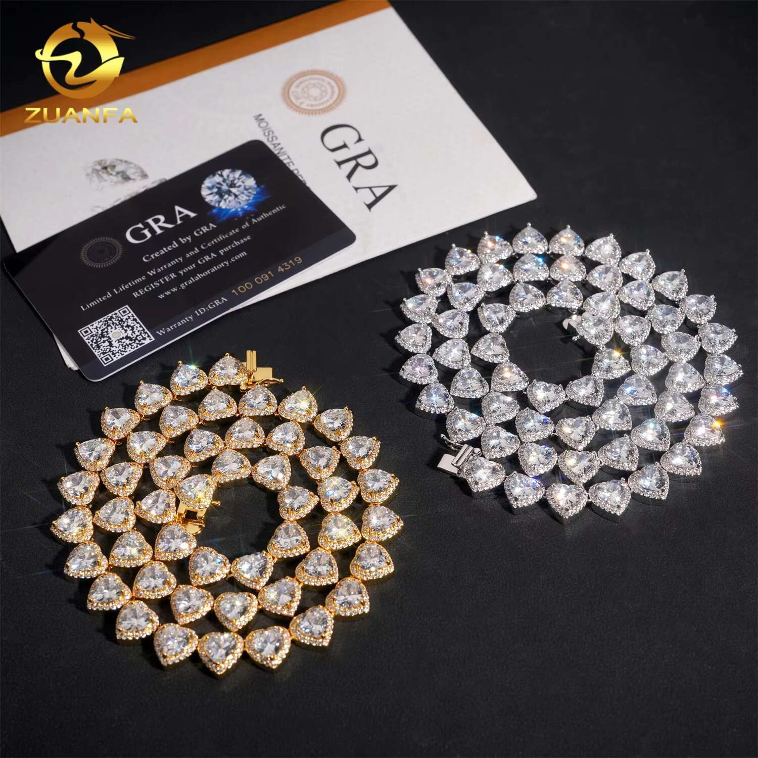 New 10mm Iced Out Halo Heart Moissanite Cuban Link Chain Hip Hop Jewelry 92.5% Silver Pass Diamond Tester Miami Cuban Chain