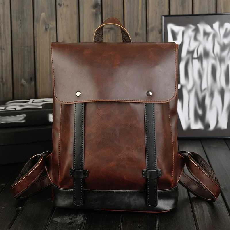 Retro Mens Backpack Bag Luxury Crazy Horse Leather Backpack Men School Backpack College Book Bag Rucksack Men Shoulder Bags Z250702