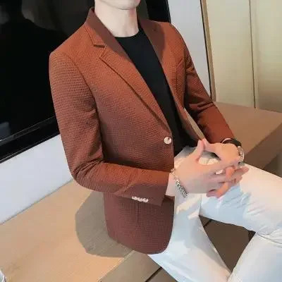 Casual Mens Blazer Jacket For Autumn Slimming Smooths Your Silhouette Fashionable Light Business Professional Clothes 250628