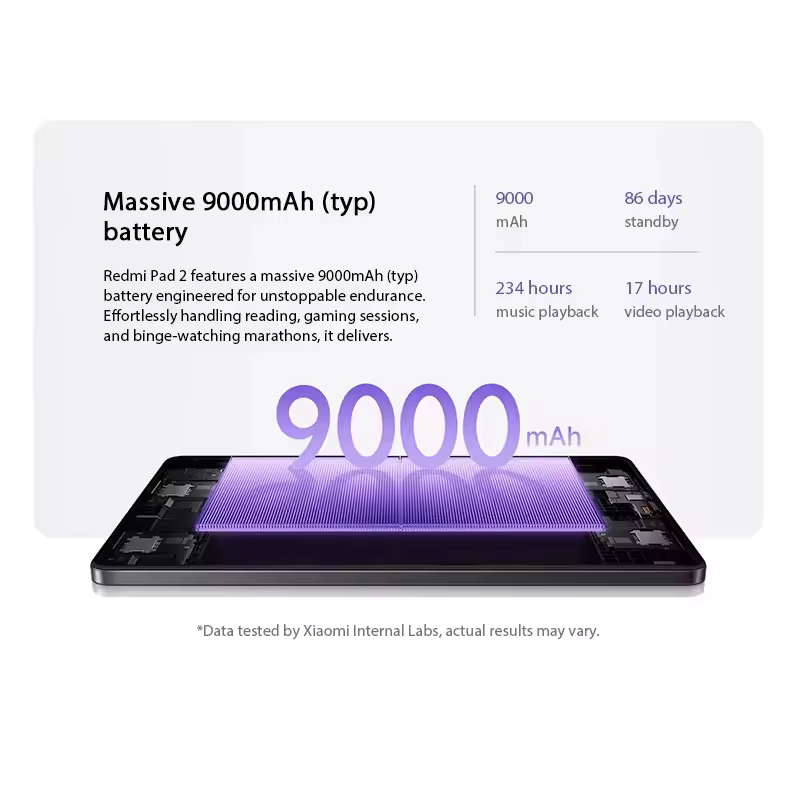 Global Version Xiaomi Redmi Pad 2 11 Inch 8GB/256GB WiFi Support For Up To 2TB of Expandable Storage 11 "2.5K Crystal-Clear Display 9000mAh Batte