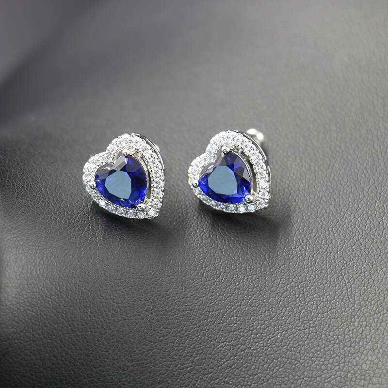 Ocean Set Blue Heart Necklace Inlaid with Zircon-Shaped Jewelry 0b3