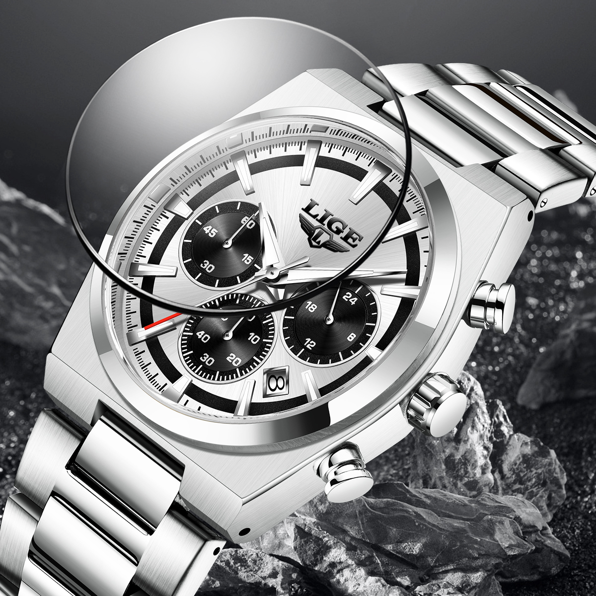 LIGE Men's Quartz Watch Waterproof Watch Top Brand Universal Style Square Case Fashion Business Watch Holiday Gift Teen Watch