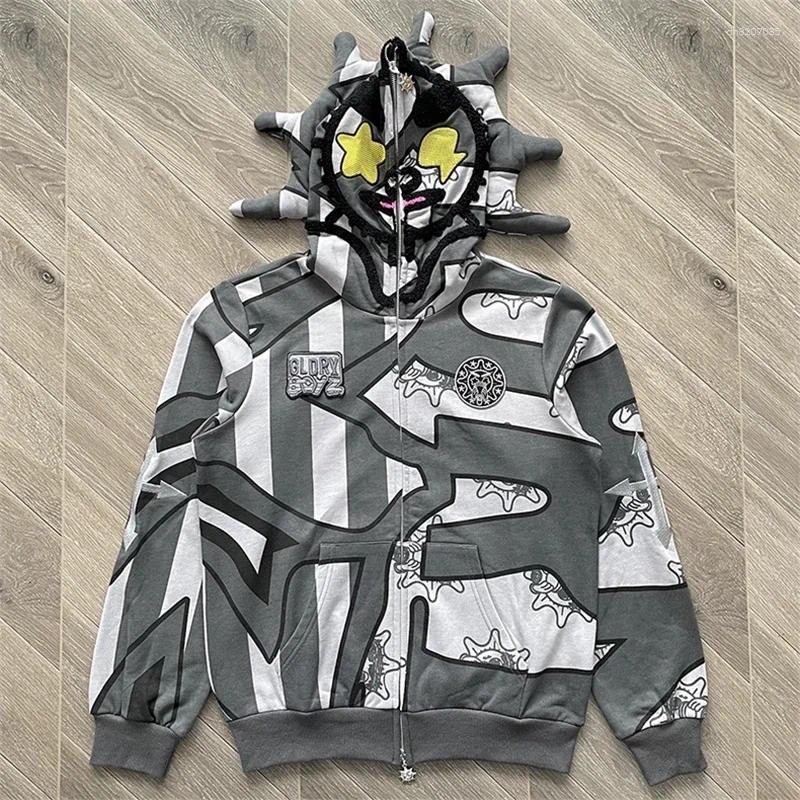 Men's Hoodies Glo Gang The Glory Full Zip Hoodie Men Women 1:1 High Quality Beverage Cartoon Printed Embroidered Zipper Oversize Hooded