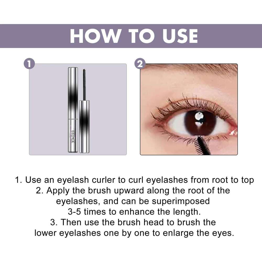 EELHOE Natural Dense Thick Curling Eyelashes Extension Make-Up Long-lasting Lengthens Nourishing Longer Eye Lash Fibrous Mascara X250