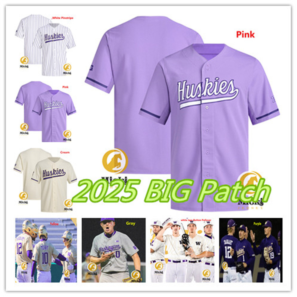 Sam DeCarlo 2025 BIG WashingtonHuskies Baseball Jersey Kiefer Lord Jared Engman Grant Cunningham Reilly McAdams Josh Emanuels Sam Boyle Custom Stitched Jerseys