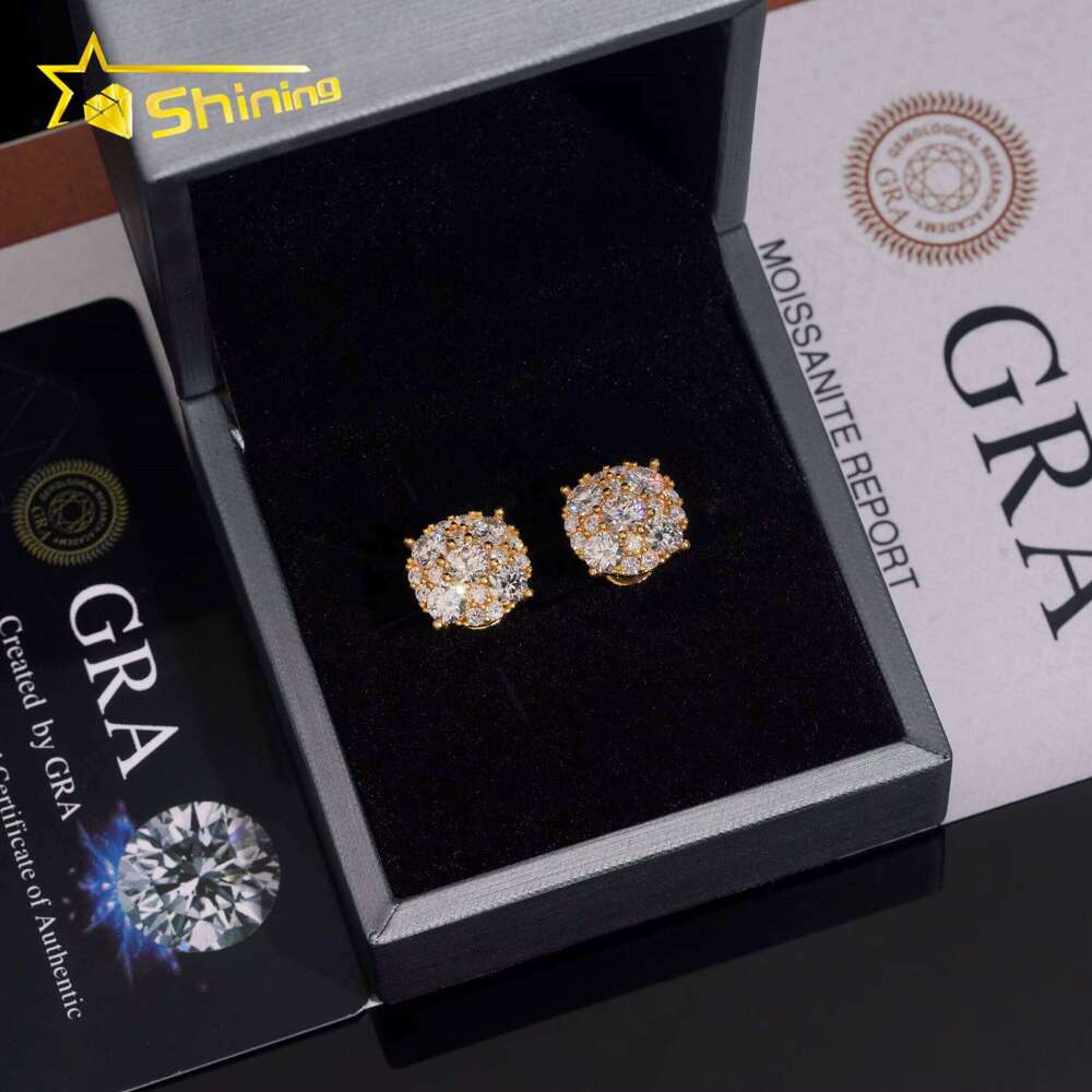 Hot Sale Pass Tester D VVS Moissanite Dia Earrings Screw Back Sier Hip Hop Stud Earring for Men and Women