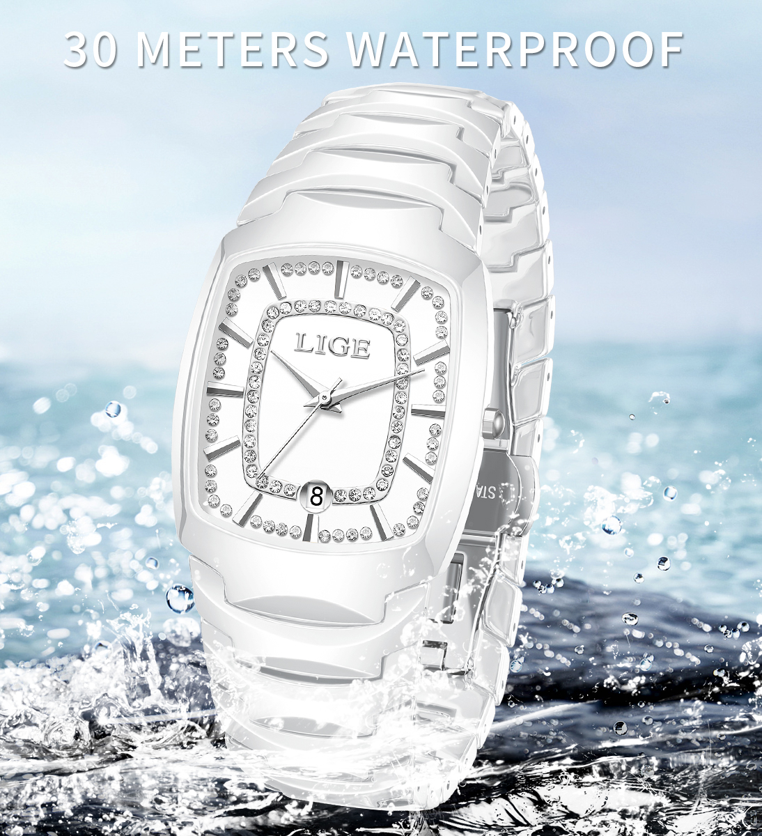LIGE quartz Watch Waterproof Watch Top Brand Men's and Women's Universal Style Square Case Fashion Business Watch Holiday Gift Three-Pin Cal