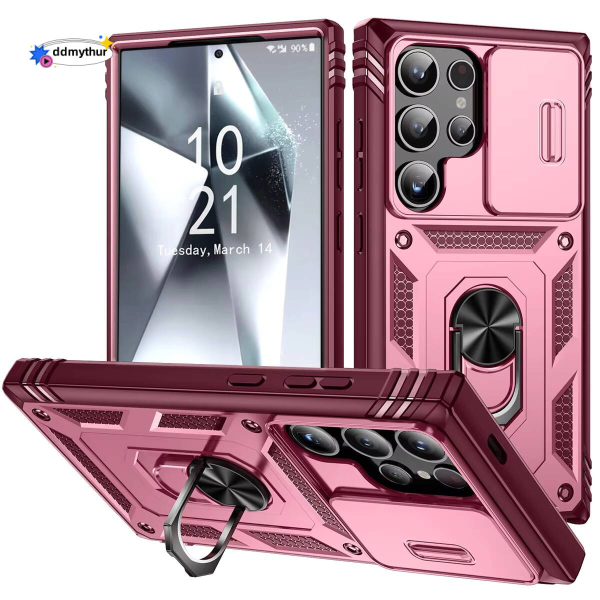 For Samsung Galaxy S24/S24+/S24 Ultra 5G Phone Case Hybrid Ring Kickstand Card Slot Camera Protection Hard Shockproof Cover ddmythur