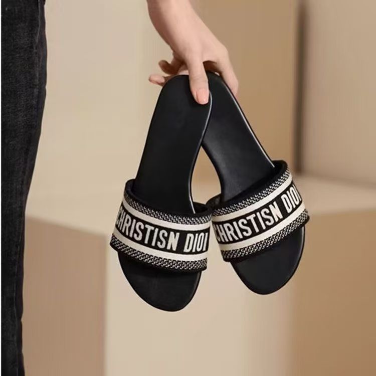 designer slippers flat slides for womens sandals girl blue pink fashion embroidery slipper outdoor Embroidered slippers Coach sandale 35-42