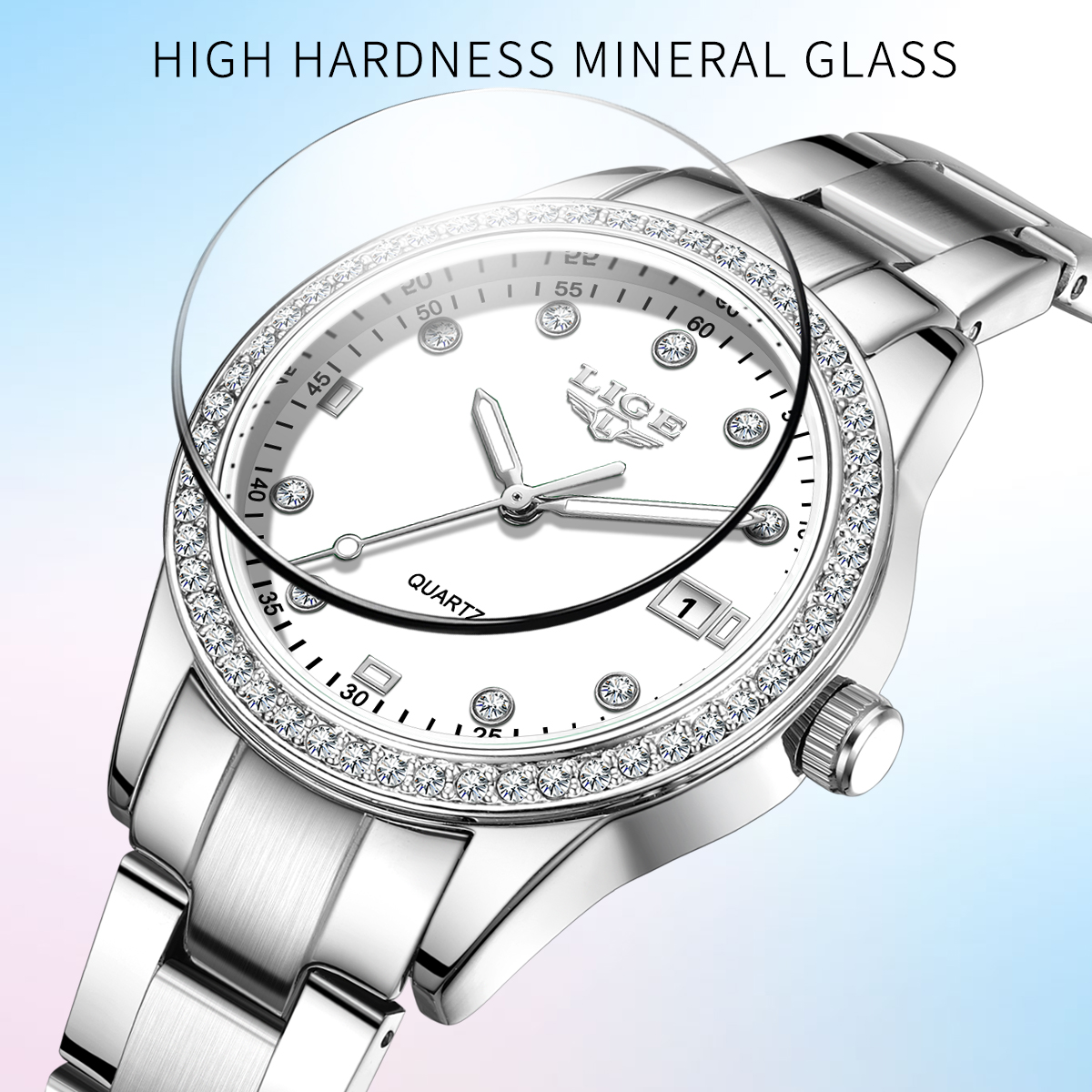LIGE Quartz Watch Waterproof Watch Top Brand Women's Watch Universal Style Square Case Fashion Business Watch Holiday Gift Teen Watch