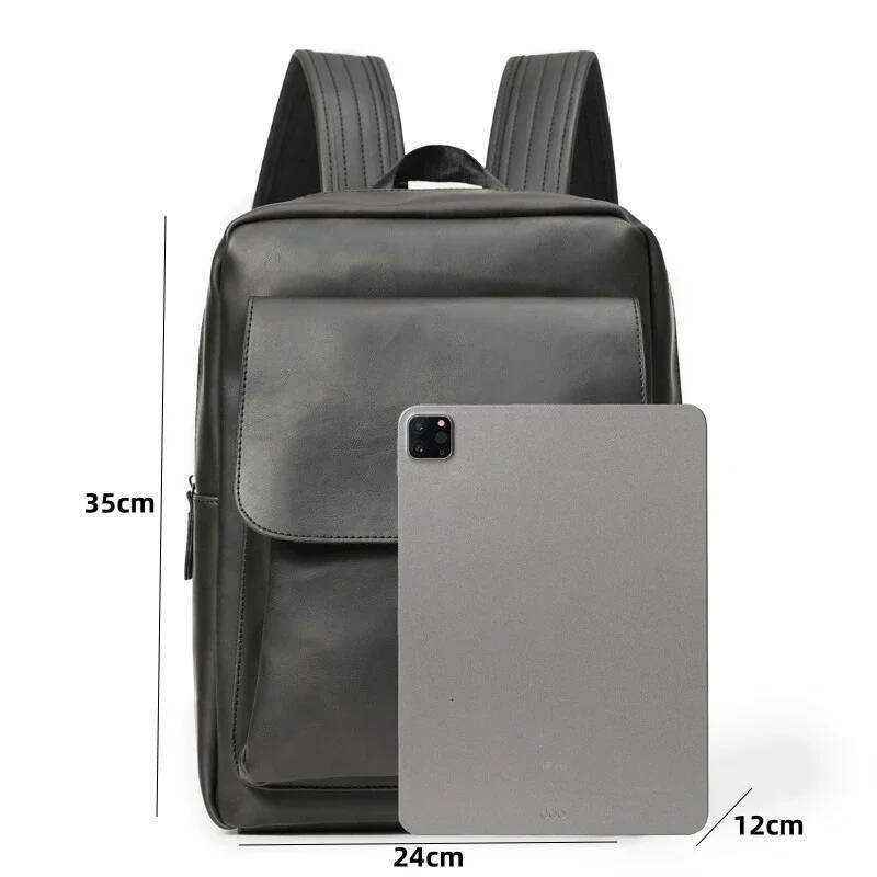 Retro Fashion Laptop Backpack Men Korean Style Flap Men's Backpacks High Quality PU Leather Travel Back Bag Student Schoolbags