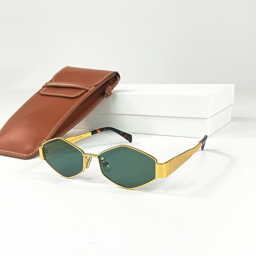 High quality Designer Sunglasses for Women Men Metal Frame Graphic Frame Green Black Lenses Protects from UVA and UVB Fashion Luxury womens mens glasses With box