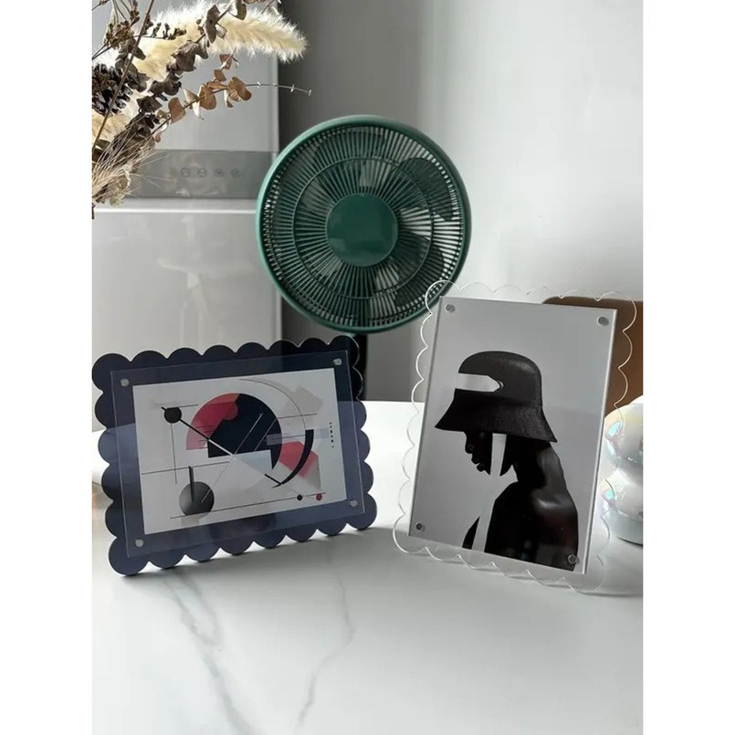 Acrylic New Product Fan-Shaped Lace Photo Frame Creative Refrigerator Magnet H260306
