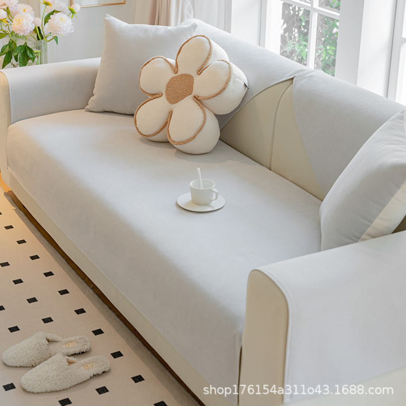 Minimalist Nordic Style Chenille Cushion All-Season Breathable Seat Fabric Non-Slip Slipcover Combination Sofa Cover