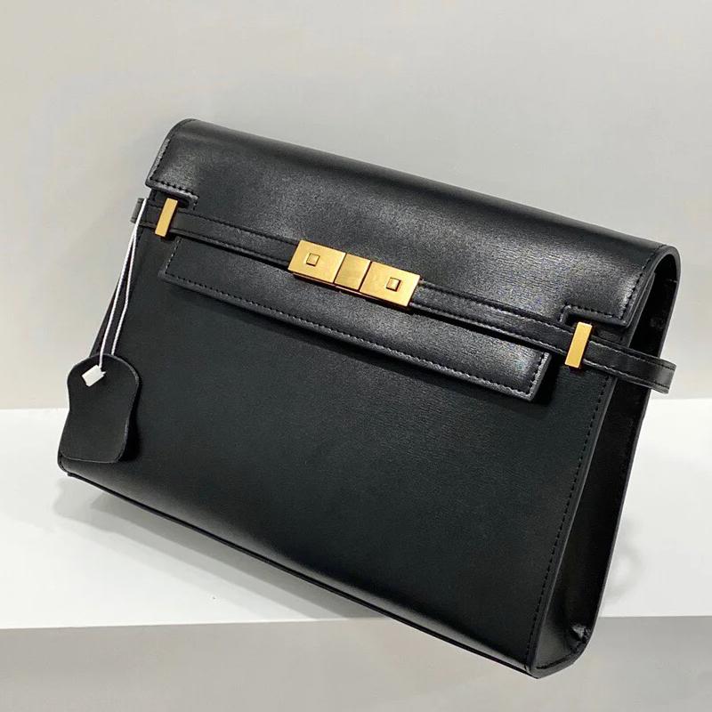 leather handbag 2025 designer bag crossbody new golden hardware shoulder wallet women underarm Bag manhattan flap tote buckle commuting basket mini black baguette