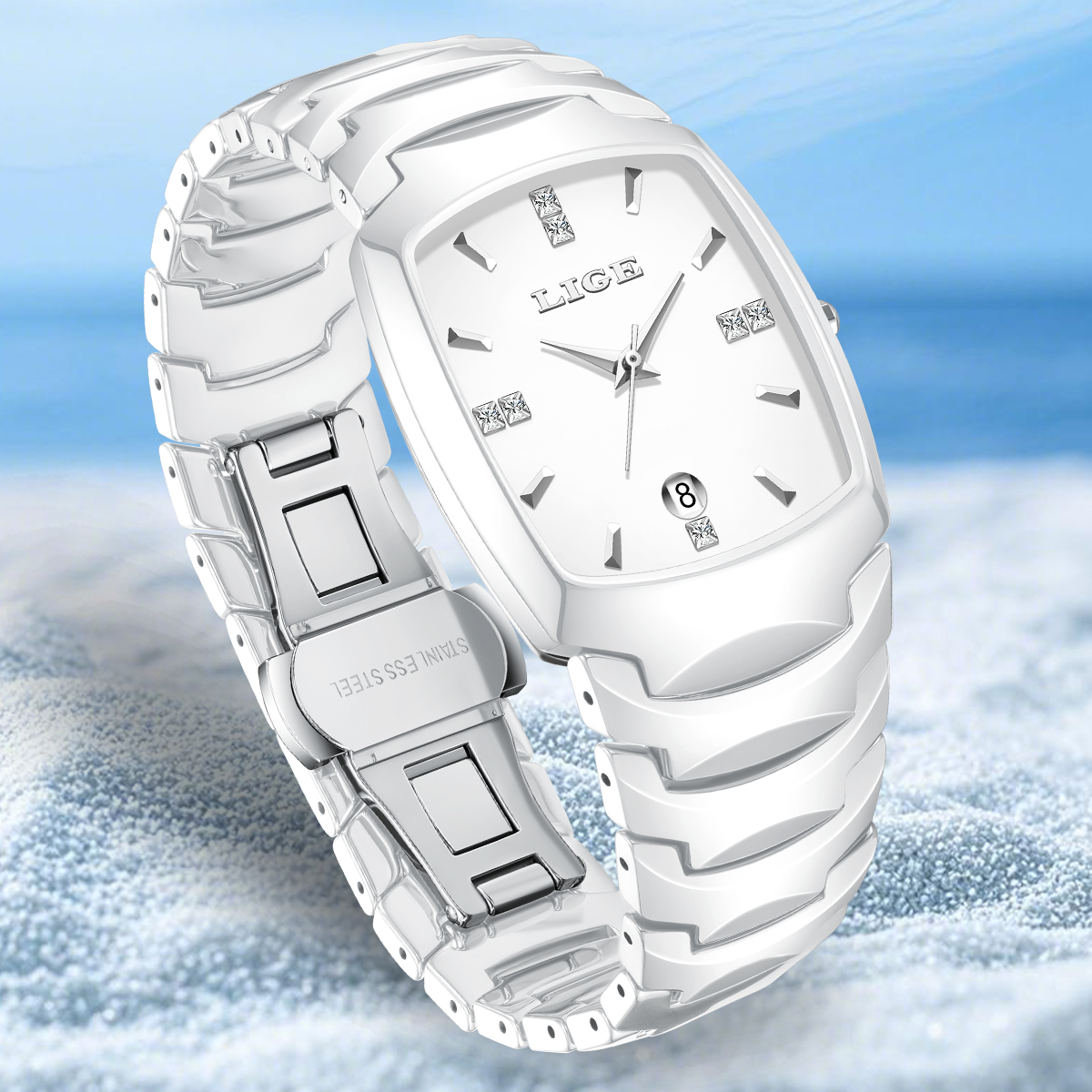 LIGE watch men's universal watch men's and women's same waterproof watch holiday gifts High-end ceramic material watches