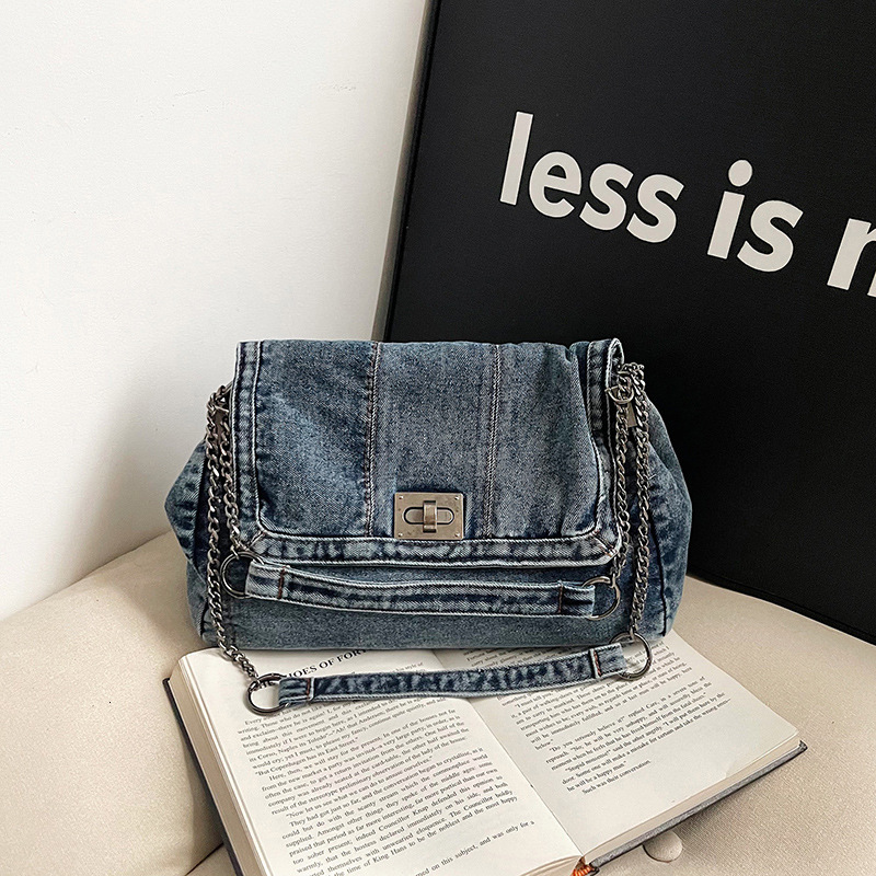 Free Shipping Designer Bag Vintage Casual Denim Bag For Women 2025 New High-end Chain Shoulder Bag Large Capacity Commuter Tote Bag