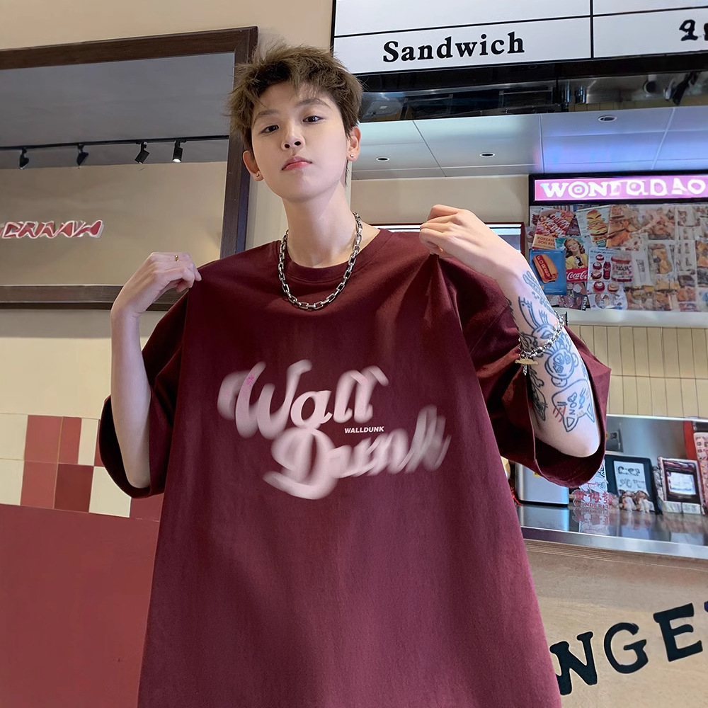 Skin-friendly Breathable Youth Short Sleeve T-shirt Designer Short Sleeves Men's Summer American Style Trendy Loose Heavyweight Half Sleeve Tee S