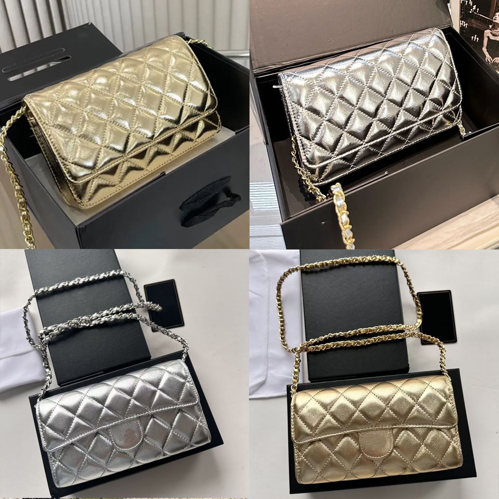10A upgraded magnetic hasp metal zip handles chip authentication mini caviar sheepskin womens chain wallets purses shoulder bag crossbody bag