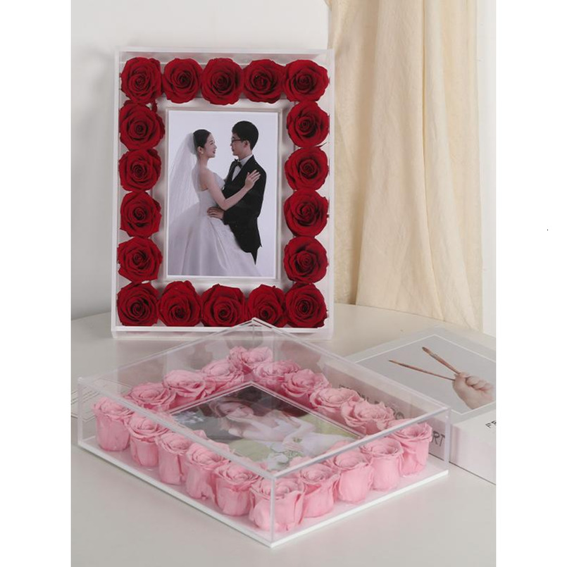 Acrylic Box Simple Romantic Chinese Festive Eternal Flower Transparent Strong Photo Frame H260306