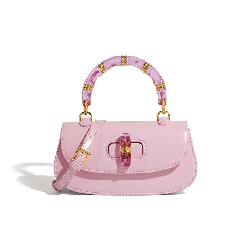 Fashion Brand Handbags New Style Bamboo Handle High-Grade Leather One-Shoulder Retro Exquisite Women's Messenger Bag