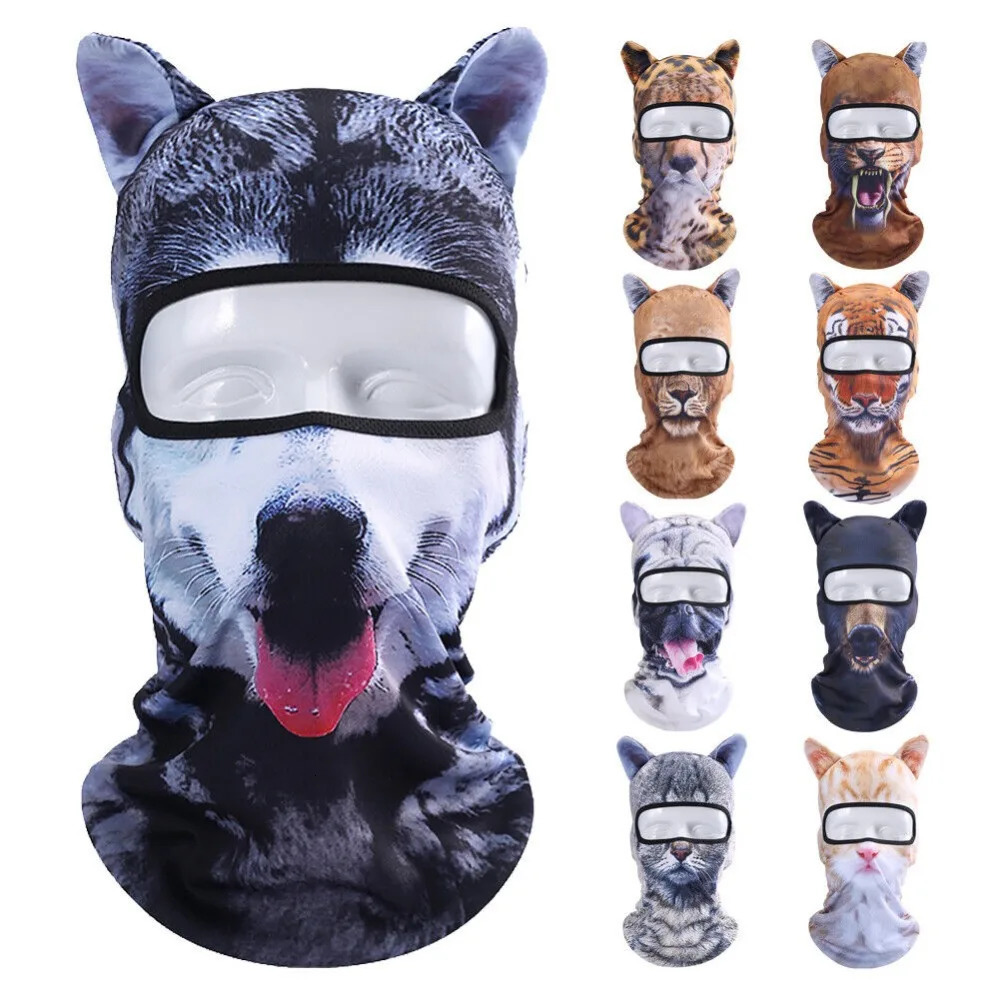 3D Animal Balaclava Bicycle Cycling Ski Hats Party Cat Dog Full Face Mask Funny Neck Gaiter Windproof Soft with Ears 250625