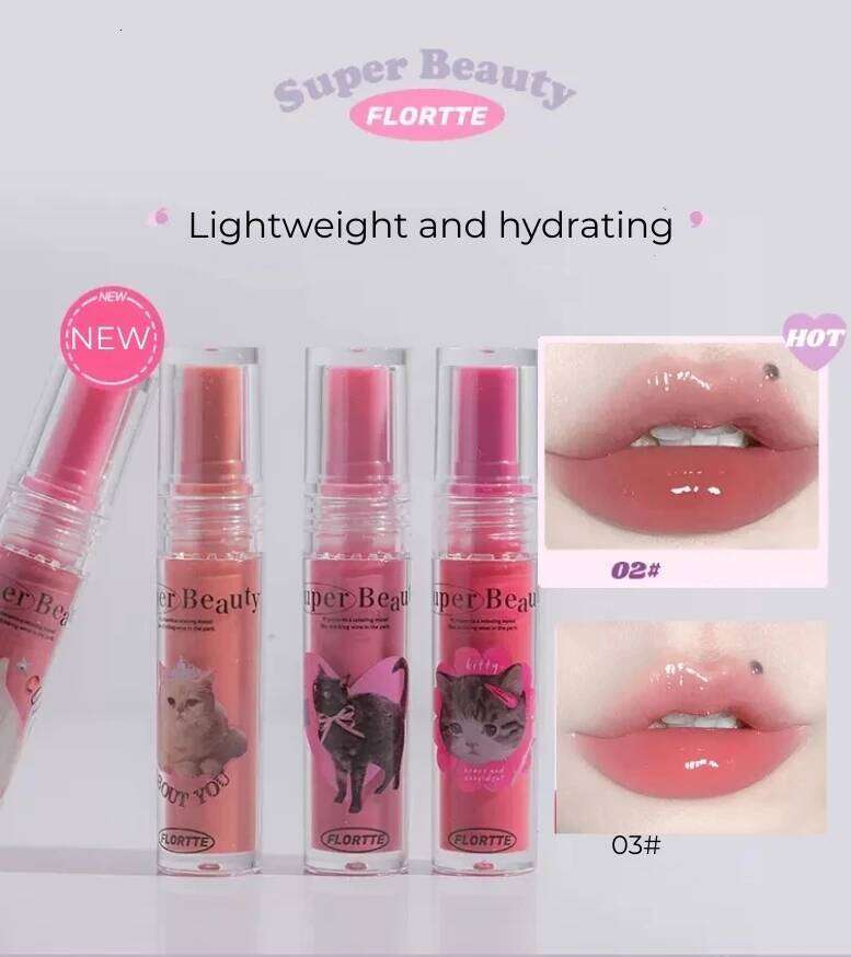 FLORTTE Gloss Serum Esther Bunny Lip Tint Glaze Liquid Lipstick 2.6g Hydrating Makeup Women Cosmetics X250702