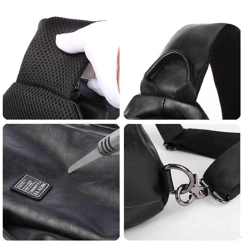 Men's PU Leather Crossbody Male Casual Waterproof Outdoor Multi-Pocket Chest Shoulder Bag Unisex Sport Fanny Pack