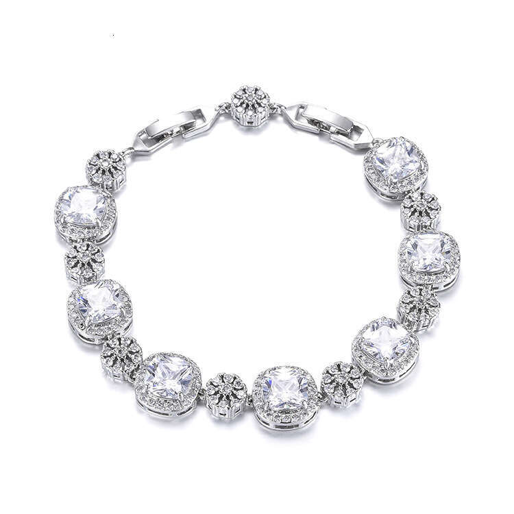 Trendy High-End Princess Fashion for Women Square Inlaid Luxurious Zircon Bracelet d1d