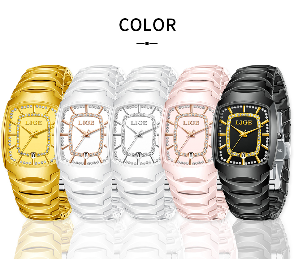 LIGE quartz Watch Waterproof Watch Top Brand Men's and Women's Universal Style Square Case Fashion Business Watch Holiday Gift Three-Pin Cal
