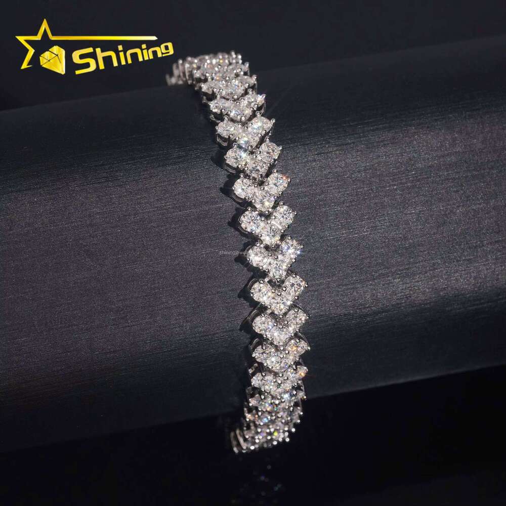 New Design Elegant Women S Solid Sier Hip Hop Jewelry VVS1 Moissanite Dia GRA Certificate Tennis Bracelet