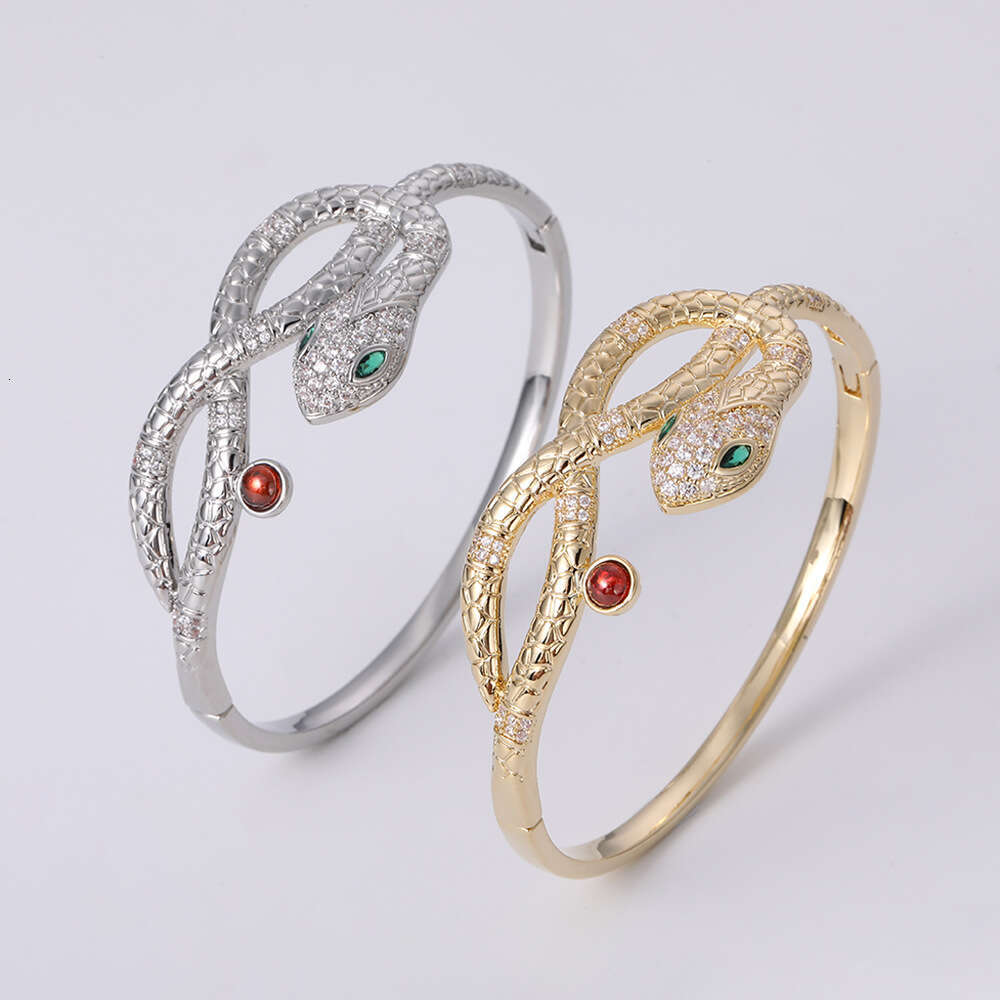 DHcollections Multi-layer Multi-circle Inlaid Zircon Personality Fashion Jewelry Snake Pattern Interwoven Dia Wrap Bracelet