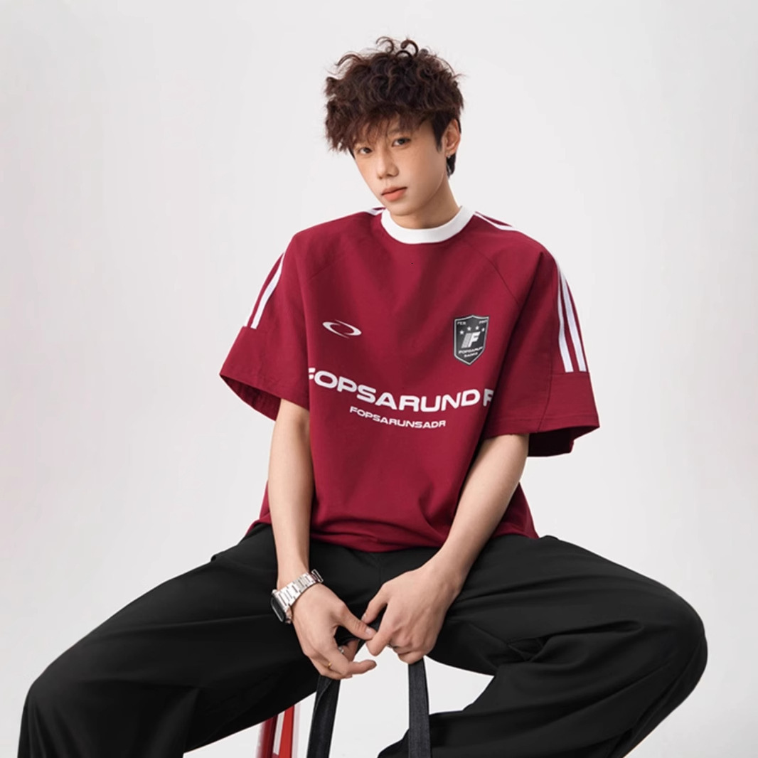 American Street Style Three Stripes Short Sleeve Unisex 2025 Summer Designer Short Sleeves Loose Round Neck T-shirt Youth Heavyweight Sports Tee