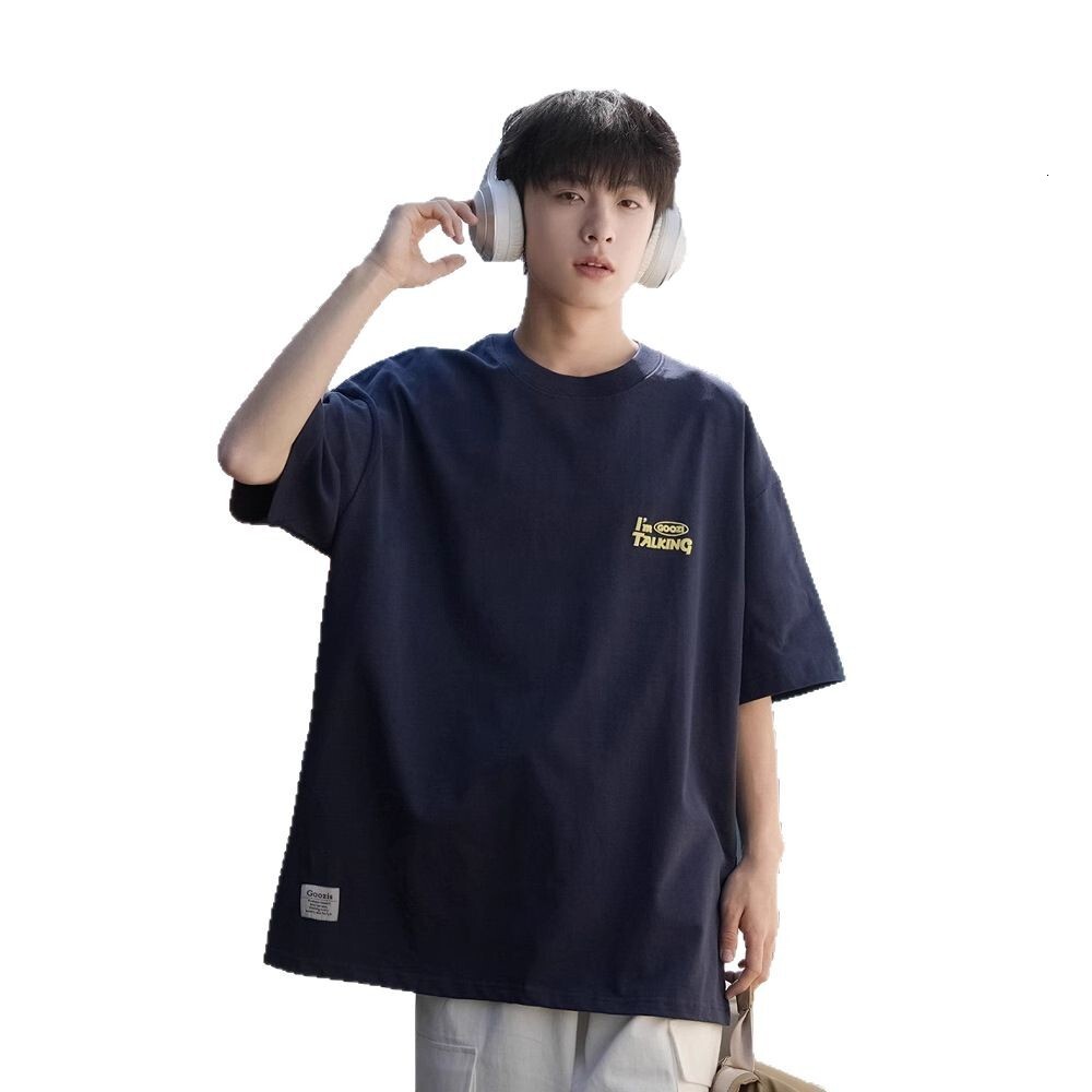 Factory Direct Supply 220g Heavy Cartoon Print Short Sleeve T-shirt Designer Short Sleeves For Men Summer Loose Playful Pure Cotton Half Sleeve Top