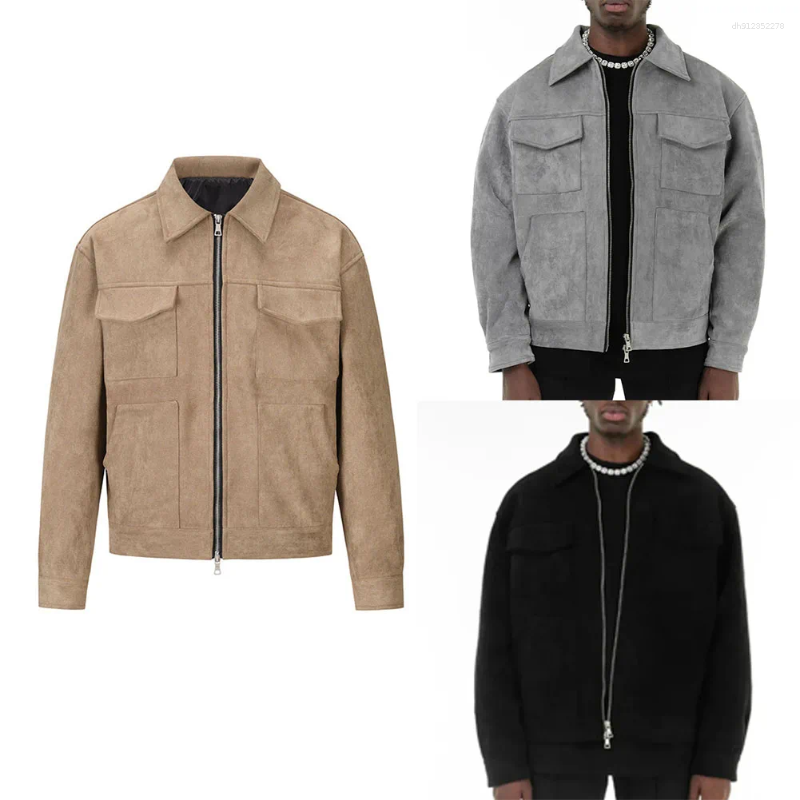 Men's Jackets Casual Outing Fashion Coat Outerwear High Street Parka Black Khaki Grey Jacket Pockets