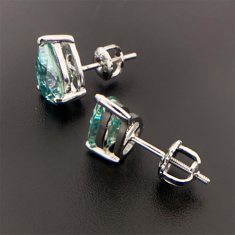 Blue Green VVS Moissanite Diamond Earrings Jewelry Fine Jewelry Earrings Water Drop Moissanite Earrings for Women