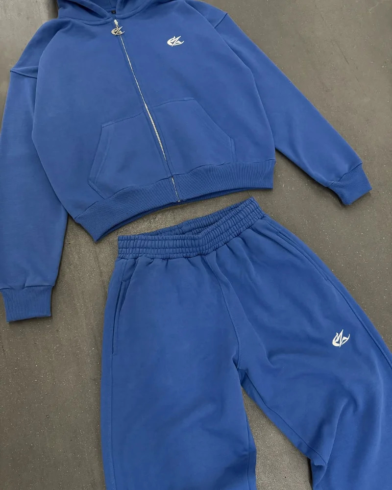 Europe and the United States Vintage Pop Men suit Unique embroidered High Street Harajuku top oversize Fall casual tracksuit 250625