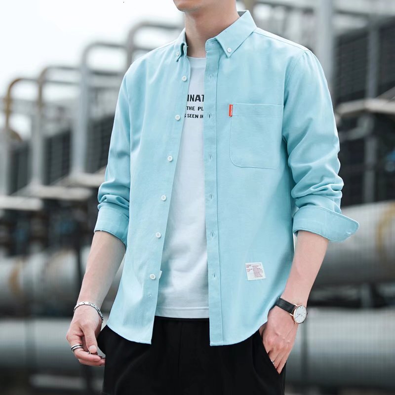 2024 Spring and Autumn New Non-Iron Business Trendy Casual Slim Fit Solid Color Long Sleeve Men's Shirt
